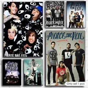 P-Pierce The V-Veil band Painting Calligraphy Premium Textured Canvas Wall Art Poster – High-Quality Fabric Print with Rich Color & Matte Finish, Modern Aesthetic Decor for Living Room, Bedroom, Office & Creative Interior Vintage Wall Art