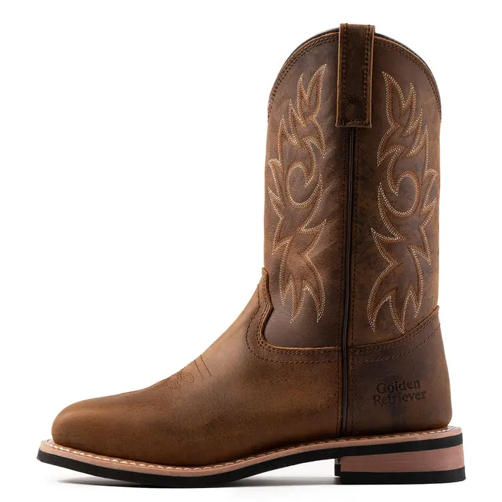 Golden Retriever Canyon G11242N Men's Boots, 11-Inch Slip On in Crazy Horse Cow Hide, Waterproof All Season Soft Toe Outdoor boots with Western Elegance, Ankle Boot, Leather Upper, Antimicrobial, Breathable, Footwear, Cowboy Aesthetic, Rugged Style