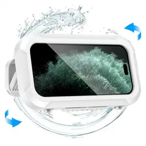 2025 Hot Waterproof Phone Holder for Shower Bathroom 360 Degree Rotating Anti Fog Case HD Touchscreen Strong Adhesive Wall Mount