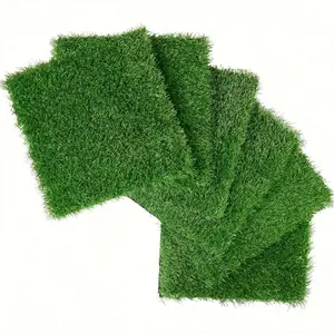 6pcs Artificial Grass Mats, Synthetic Grass Indoor Outdoor Decorative for Fairy Garden, Toy House, DIY Projects, Party Decorations, Durable Fake Grass
