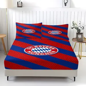 Fc Bayern müNchen Themed Printed Bed Sheet (Including 1 Bed Sheet And 2 Pillowcases), Bedding, Non Slip Dust Cover Suitable For Decorating Bedrooms And Guest Rooms For Teenagers And Fans, Bed Sheets Set