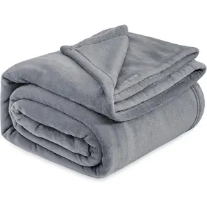 Fleece Bed Blankets Queen Size Grey - Soft Lightweight Plush Fuzzy Cozy Luxury Blanket Microfiber, 90x90 inches