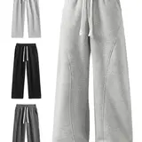 Unisex Solid-Color Drawstring Pants with Curved Blade Design—relaxed fit suitable for all seasons. Street-style men's trousers perfect for everyday wear and layering. Menswear Beige daily wear pant