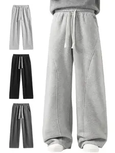 Men's Solid-Color Drawstring Pants with Curved Blade Design—Casual comfort, relaxed fit suitable for all seasons. Street-style men's trousers perfect for everyday wear and layering. Menswear Beige daily wear pant