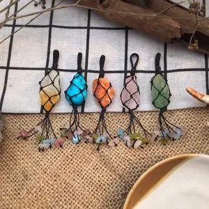 [NEW] Handmade Macrame Keychain with Mixed Healing Crystals – Boho Charm & Good Energy