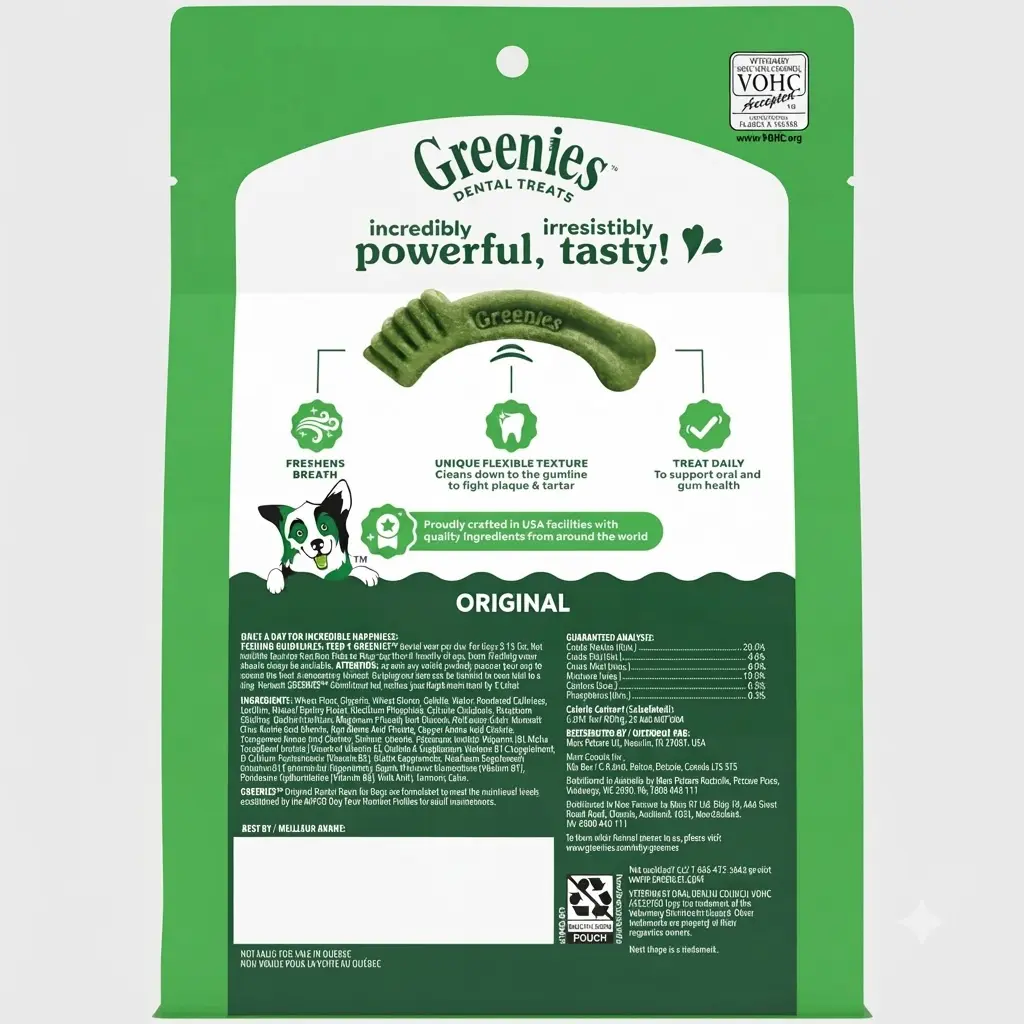 Greenies Original Teenie Dental Dog Treats 12 oz 43 Ct Natural Ingredients VOHC Accepted Easy Digest Dental Dog Chews
