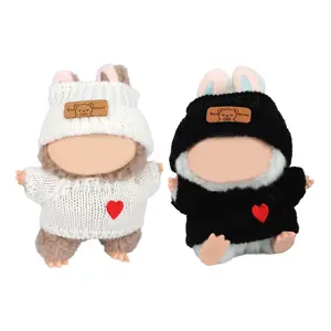 2 Set Doll Clothes, White and Black Plush Doll Clothes Include Hats & Cute Dolls Outfit Accessories Gifts for 6.7in Dolls Only Include Outfits