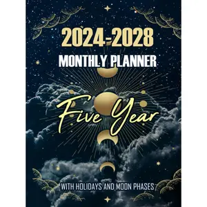 2024-2028 Five Year Monthly Planner: 5 Year 60 Months Calendar from January 2024 to December 2028 Agenda Schedule Organizer with holidays and Moon Phases Hardcover – Large Print, June 11, 2023