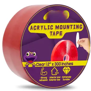 Double-Sided  Mounting Tape Removable, Clear, 2-inch x 300-Inch,  Indoor and Exterior Double Sides Brick Mounting Tape