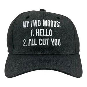 My Two Moods Hello Ill Cut You Hat Funny Violent Joke Cap Funny Hats Funny Sarcastic  Novelty Caps for Men Black - Standard