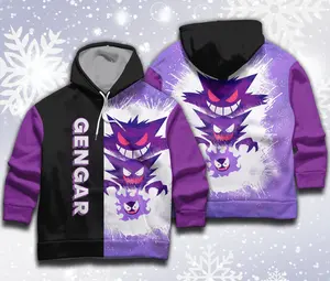 Gengar Hoodie Japanese Anime Poke Gift for Fan AH0018
