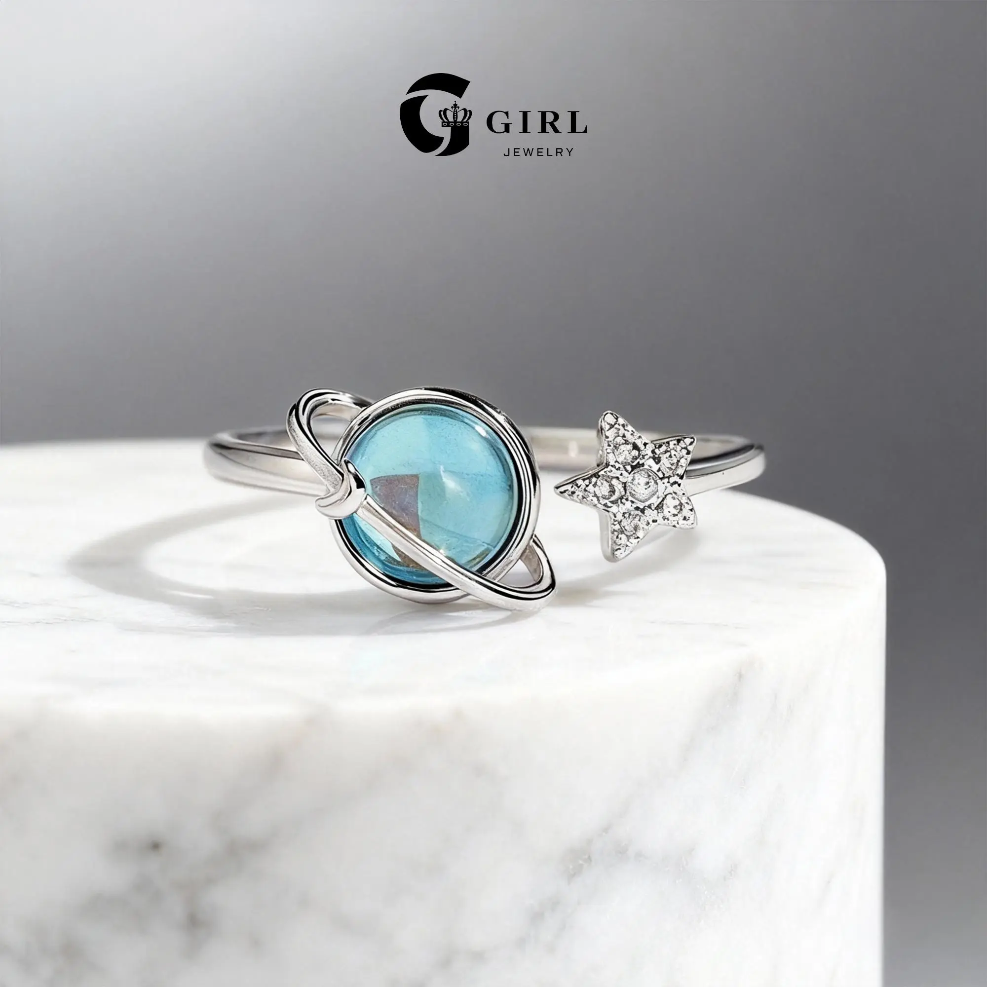 GGIRL Women's Fidget Ring, Star and Moon Rotatable Spinner for Anxiety Relief, Witchy Meditation Jewelry, Gift for Daughter, Witchy Jewelry, Anxiety Relief Ring, Stress Relief Ring