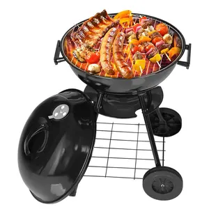Outdoor  grill  grill portable round charcoal grill home camping charcoal grill with lid barbecue grill portable barbecue gods/apple grill/kettle grill/convenient to carry/with ventilation/with shelves Classic Rack tool