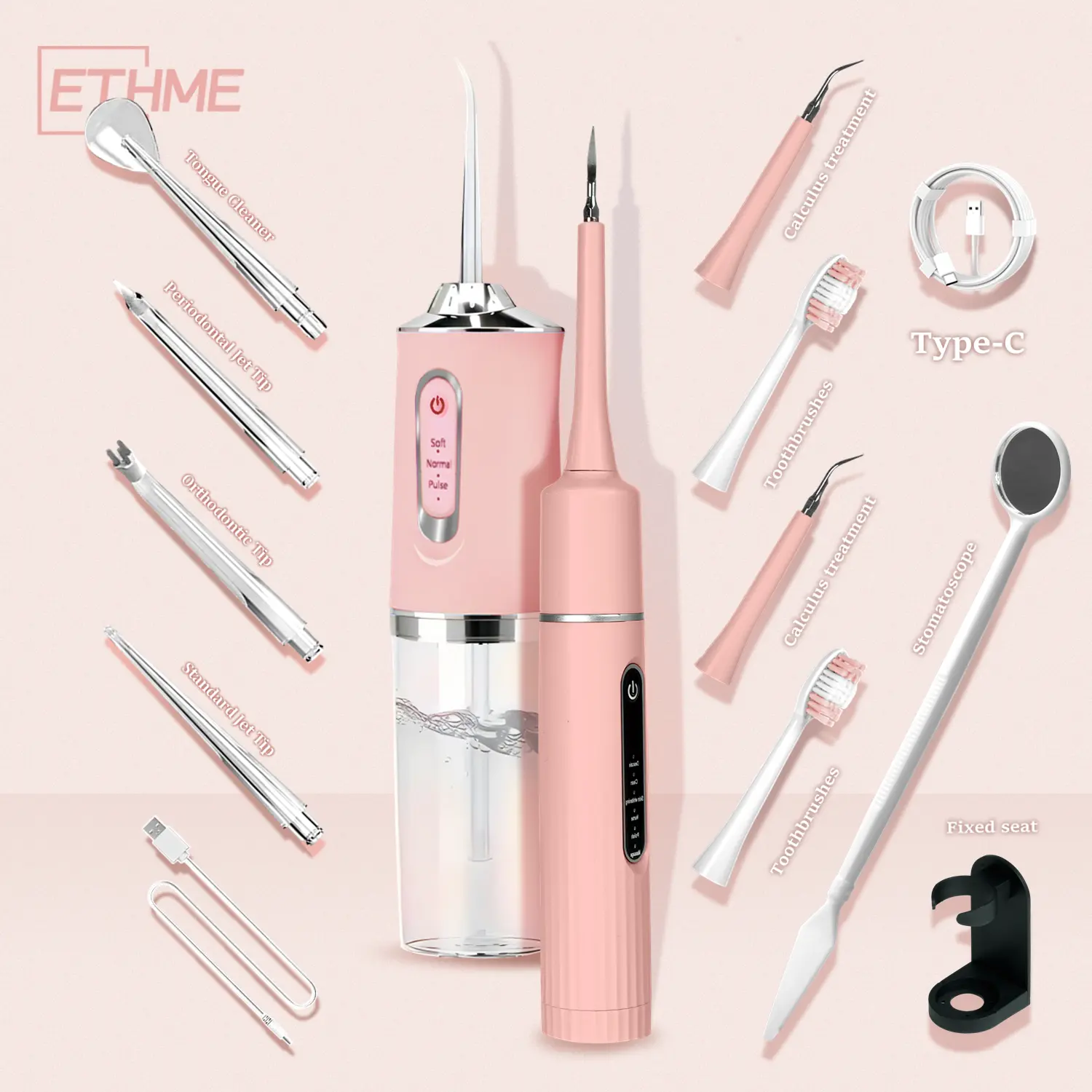 ETHME 2-in-1 Sonic Rechargeable Toothbrush With Water Flosser Teeth Cleaner& Water Flosser Multifunctional Plaque Remover Perfect Oral Care for Adults Rechargeable Water Flosser Removed or Desarro