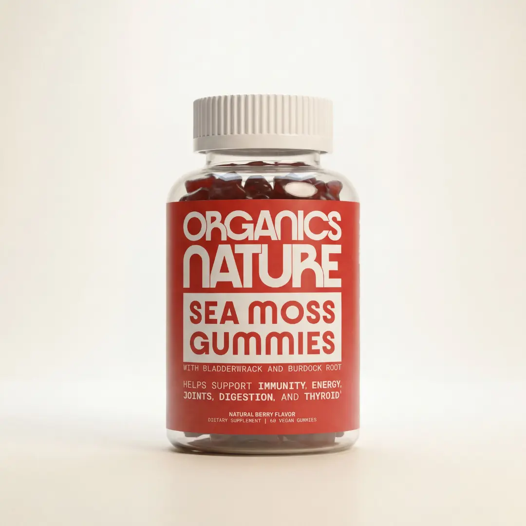 Irish Sea Moss Gummies with Bladderwrack & Burdock Root, Berry Flavor Wellness Supplement