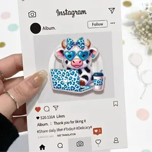 Trendy Kawaii Coffee Highland Cow Phone Grip Magsafe, Blue Leopard Bow Kindle Grip, Cute Cow Grip Holder, Cartoon Phone Grip, Gift for Girls Boys