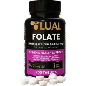 LUAL Folate 1,333 mcg DFE (800 mcg Folic Acid) – Women’s Wellness Supplement – Supports Energy Metabolism & Nervous System Function – 200 Tablets