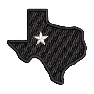 Black Texas Shape Outline Patch with White Star