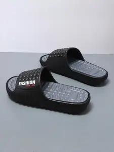 Women's Soft Slides: Thick Shock-Absorbing Sole + Two-Tone Patchwork, Home/Outdoor Dual-Use Shoes, Soft Slippers