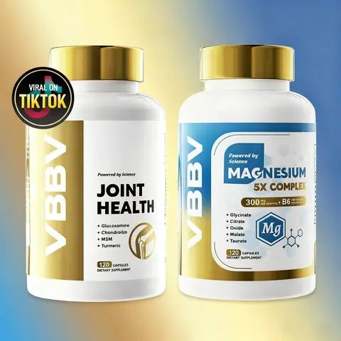 VBBV Joint Support Dietary Supplement Capsules - Selfcare for Adults, with Chondroitin, Glucosamine, Vitamin B12/B6, MSM, Turmeric Extract, Magnesium, 120 Count, Joint Health & Bone & Immune Health Support