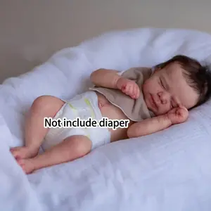 GUESSBELLY 48cm Reborn Baby Doll Full Soft Vinyl Body with 3D-Paint Skin and Visible Veins, 19inch Sleeping Newborn Baby Boy Art Toy Bathe Dolls Gift for 3+ Kids Birthday Christmas