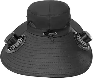 2026 New Gift Solar Fan Hat Summer Outdoor Cooling Sun Bucket Hat with UV Protection Breathable Lightweight Design for Fishing Hiking Farming Camping Work