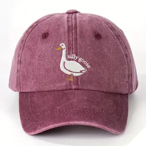 One SILLY GOOSE Printed Casual Trendy Men's Washed Vintage Baseball Cap Fashion Outdoor Urban Style Unisex Dad Hat Sun Shade Suitable for Vacation Beach Travel Cycling.woven fabric.