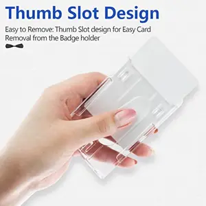 Hard Plastic ID Badge Holder, Heavy Duty & High Clear PC Material, Holds 2 Cards, Suitable for Name Work IDs Credit Cards Access Cards, Vertical - 2 Pack