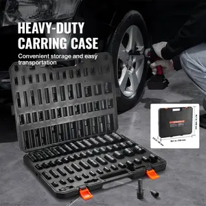 VEVOR Impact Sockets Set 59pcs 6-Point 3/8" & 1/2" Drive Bit Ratchet Tool Kit