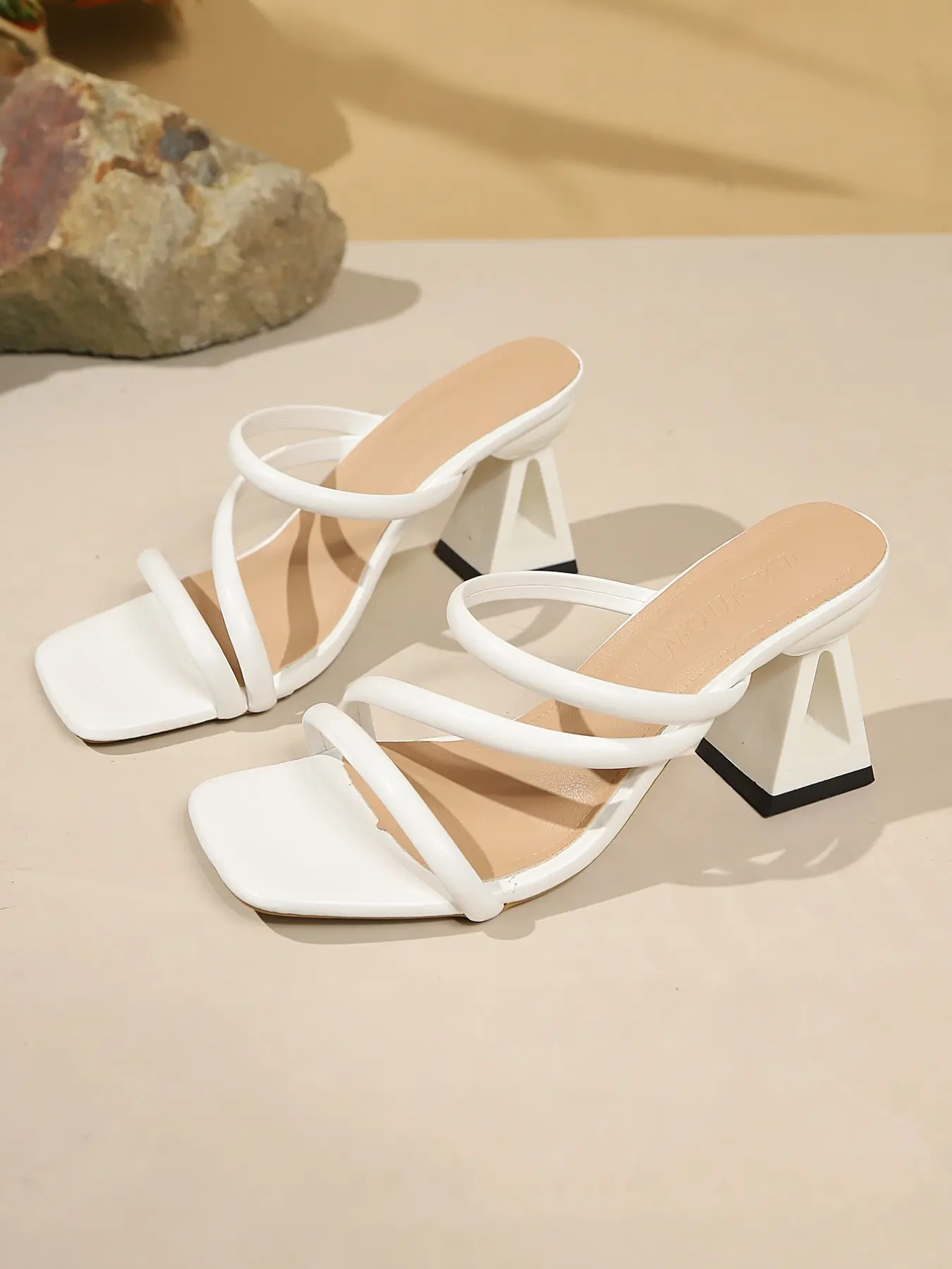 Women's Summer Fashion Sandals, Elegant Square Toe Open-Toe High Heel Thick Sole, Simple Versatile Elegance, One-Piece Slip-On Shoes