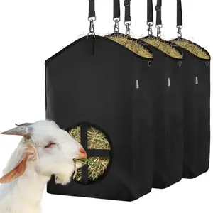 Slow Feed Hay Feeder for Goats, Horses, Sheep - Heavy-Duty Hanging hay feeder with Metal Fastener, Spill-Proof Design, Easy to Hang - Durable farm