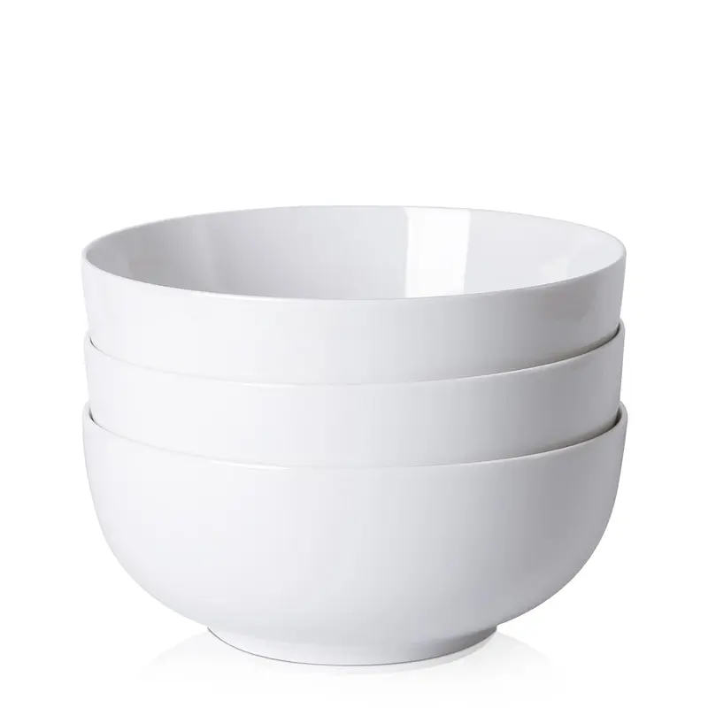 GARVEE Classic Ceramic 64 Oz Dinnerware Set (3-Piece 8" Bowls), Kitchenware for Soup & Salad, Dishwasher & Microwave Safe for Everyday Use