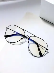 Unisex Vintage Double Bridge Frame Eyeglasses, Trendy Casual Anti-blue Light Eyeglasses for Everyday Use, Fashion Accessories for Outdoor Activities