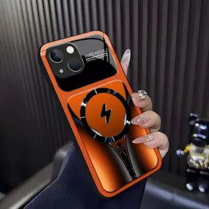 Luxury Flowing Light Aesthetic Lightning Magsafe Case Anti-Scratch Magnetic Glass Cover for [iPhone 14] 952