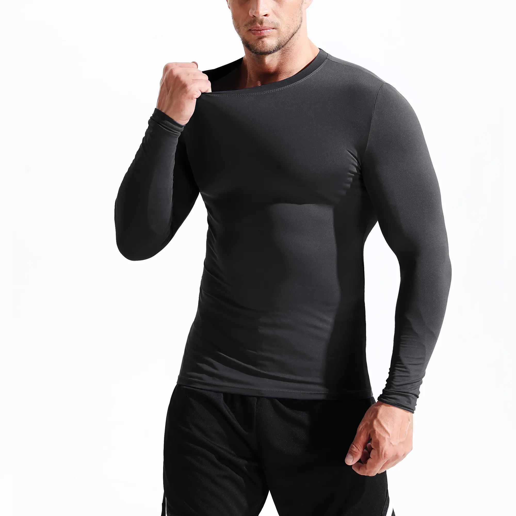 NELEUS Men's 3-Pack Slim-Fitting Compression Long Sleeve Shirts, Basic Solid Athletic Workout Tops, Menswear for Athletes, Athletic Clothes