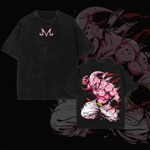 PODTIFY Limited Edition "Majin Buu" - DB Anime Oversize Lightweight Acid Washed Tee - Hoodies - Sweater, Graphic Men Vintage Streetwear, Gift For Dragon Ball Fans, Anime Lover