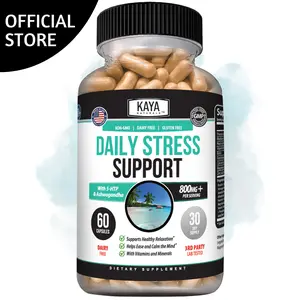 Kaya Naturals - Natural Herbal Stress Support Vitamin Supplement to Relax and Calm The Mind - Boost Mood - Happy Pills - Stress Relief Support - Vitamin Supplement - 60 Capsules Healthcare Dietary