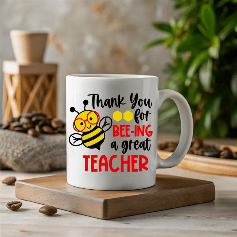 11oz Ceramic Coffee Mug with Bee Design - Thank You for Being a Great Teacher Gift - Perfect for Teacher Appreciation, Back to School, Graduation, Valentine'S Day - Durable and Charming Teacher Mug