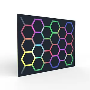 Gaming table mat with Hexagonal Glowing Pattern, RGB LED table mat, Multiple Lighting Modes, Supports PC Client Color Adjustment, syncs with Screen Colors, a Unique table mat