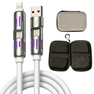 240W 4-in-1 Universal USB Fast Charging Cable 6.6FT Multi USB Cable with USB-A & Type-C Connectors Ultra-Speed Power Delivery Data Sync for Smartphones Tablets Laptops (FREE CASE)