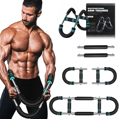 Portable U-Shaped Arm Trainer - 40-100lb Adjustable Smooth Spring Pull Exercise Equipment, Safe Leather Frame, Detachable Stainless Steel Home Gym & Office Strength Training Tool