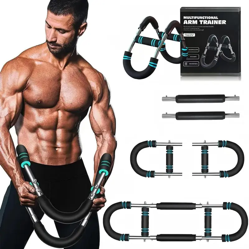 Portable U-Shaped Arm Trainer - 40-100lb Adjustable Smooth Spring Pull Exercise Equipment, Safe Leather Frame, Detachable Stainless Steel Home Gym & Office Strength Training Tool