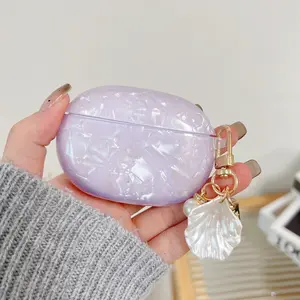 For Beats Studio Buds/Buds+ Case Shell pattern TPU Earphone Protective Case Designed For Girls With Shell Pendant Earphone Protective Cover