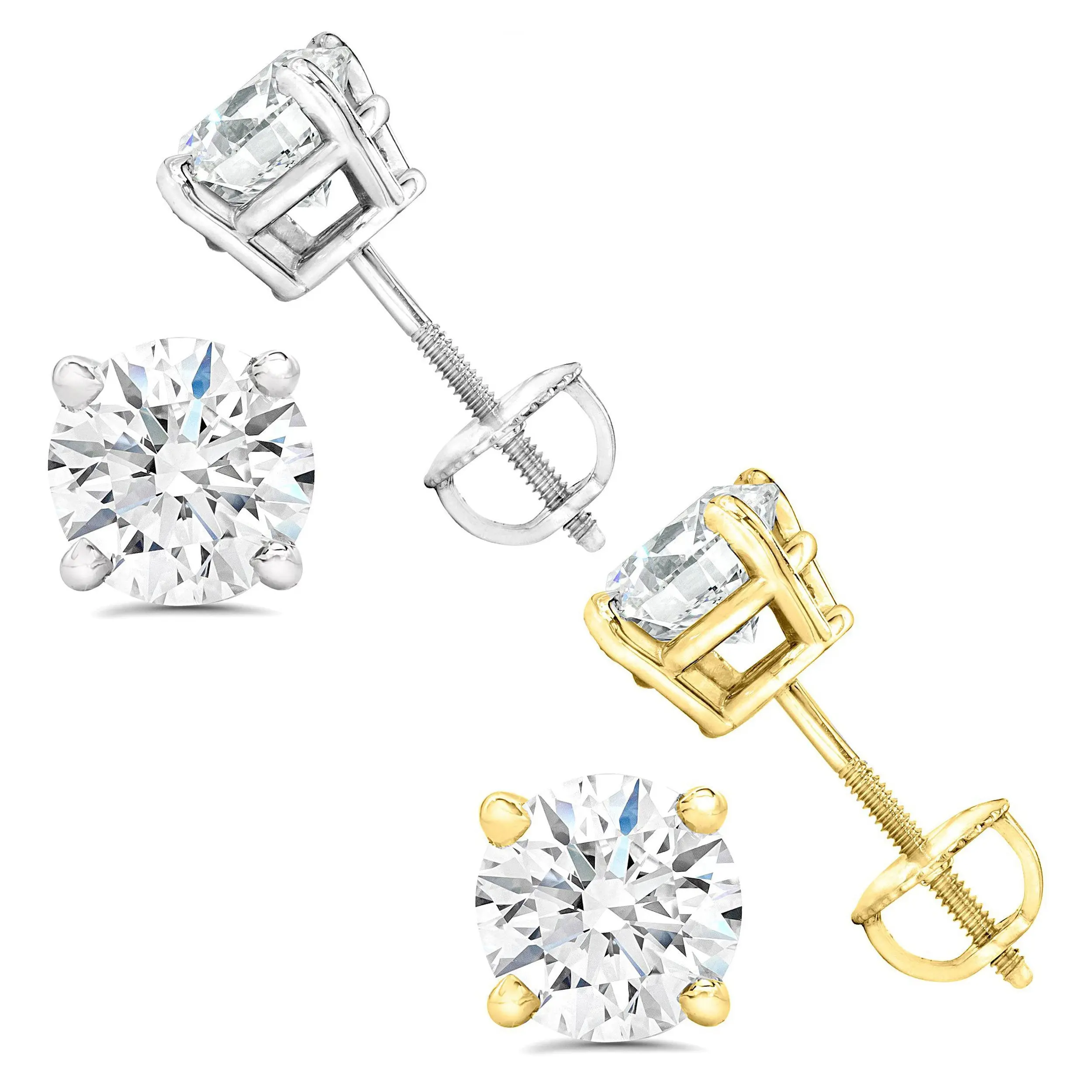 IGI Certified Lab-Grown Solitaire Diamond Stud Earrings in 14K Gold