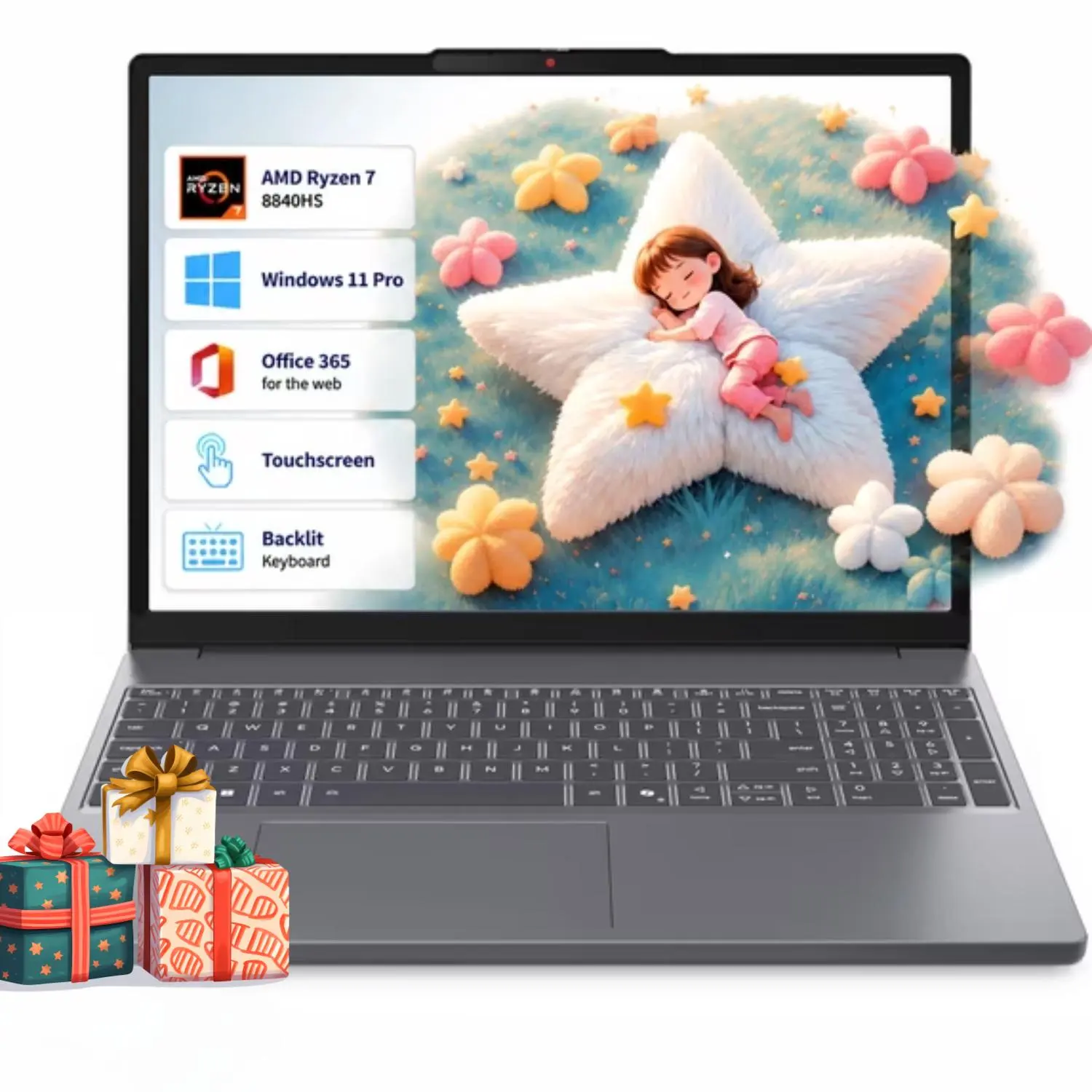 2026 Lenovo Gray 15.3" Touchscreen Laptop | Ryzen 7 8840HS, Radeon 780M Graphics, Up to 32GB RAM 1TB SSD, FHD 1080P IR Camera, Backlit Keyboard, Windows 11 Pro