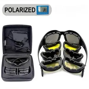 4-in-1 Interchangeable Lens Goggles | Polarized & UV400 for Cycling, Skiing, Lab Work | Anti-Dust with Head Strap