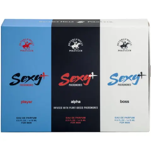 Beverly Hills Polo Club | BHPC Men’s 3PC Sexy + Pheromones Fragrance Gift Set – Includes 0.5oz & 1oz Slider Sprays – Bold, Alluring Masculine Scents – Long-Lasting All-Day Freshness | Ideal for Everyday Use, Travel, or Father’s Day Gifting