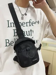 Simple Versatile Letter Decor Drawstring Chest Bag, Couple Matching Design, Perfect for Daily Outings, Stylish and Practical