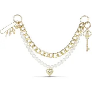4 In 1 Gold, Bling Pearl Bag Charms Set, Bag Charm Chain, Pin Purse Keychain, Trendy For Fashion-Conscious Women For Party And Everyday Use(Bag Not Included)