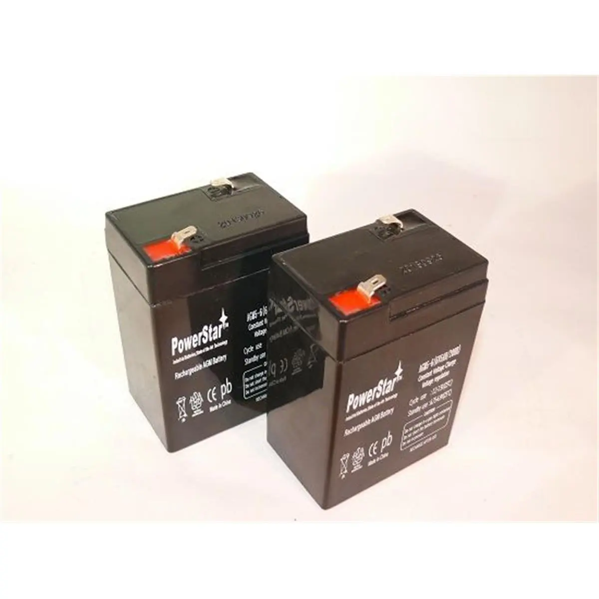 Powerstar 6V 5Ah (5000mAh) SLA Rechargeable Batteries (2-Pack) - High Rate AGM, Position-Free, Sealed, Leakproof, Maintenance-Free for ATVs, Motorcycles